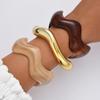 3Pcs/ Set Resin Wide Open Bangle Irregular Exaggerated Bracelets Simple Wavy Cuff Bangles  Women