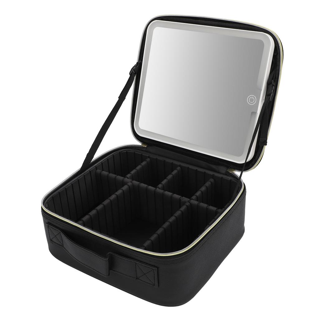 Portable LED Makeup Bag Multipurpose Stylish Large Capacity 3 Color Lights Dimmable Travel Makeup Bag with LED Mirror