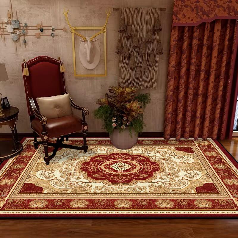 Persian Retro Large Living Room Carpet Decoration Home Ethnic Style American Bedroom Rug Cloakroom Lounge Soft Mat Washable