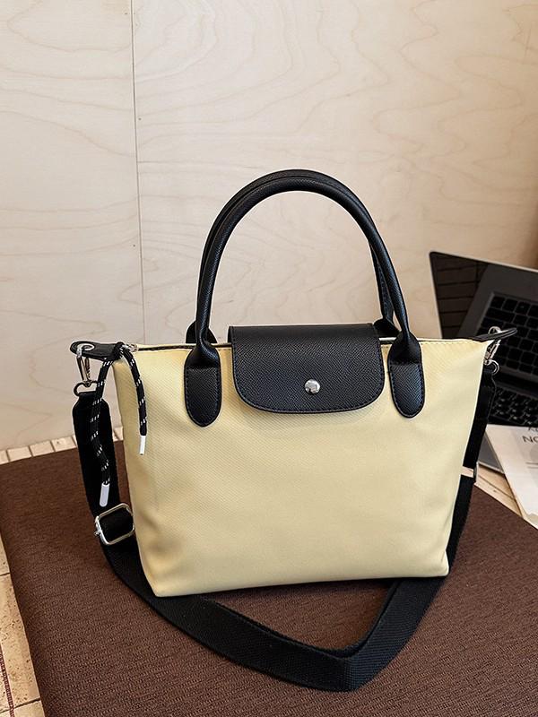 Minimalist Color-Block Oxford Cloth Handbag: Versatile, Fashionable Shoulder Bag with Unique Texture.