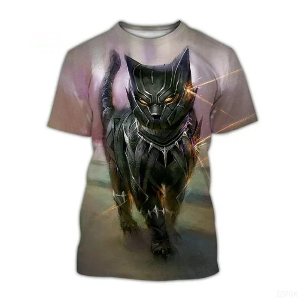 Summer Fashion Funny Street Style Pullover Cute Cat KidsT-shirt Casual Creative 3D Printing Animal Boys T-shirt Girl Round Neck T-shirt