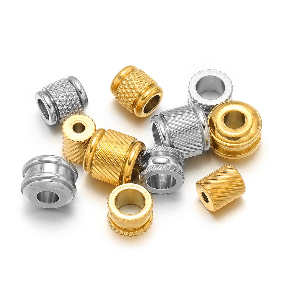 20Pcs Stainless Steel Gold Color Cylinder Bead Loose Spacer Beads for DIY Jewelry Beaded Necklace Supplies Bracelets Accessories
