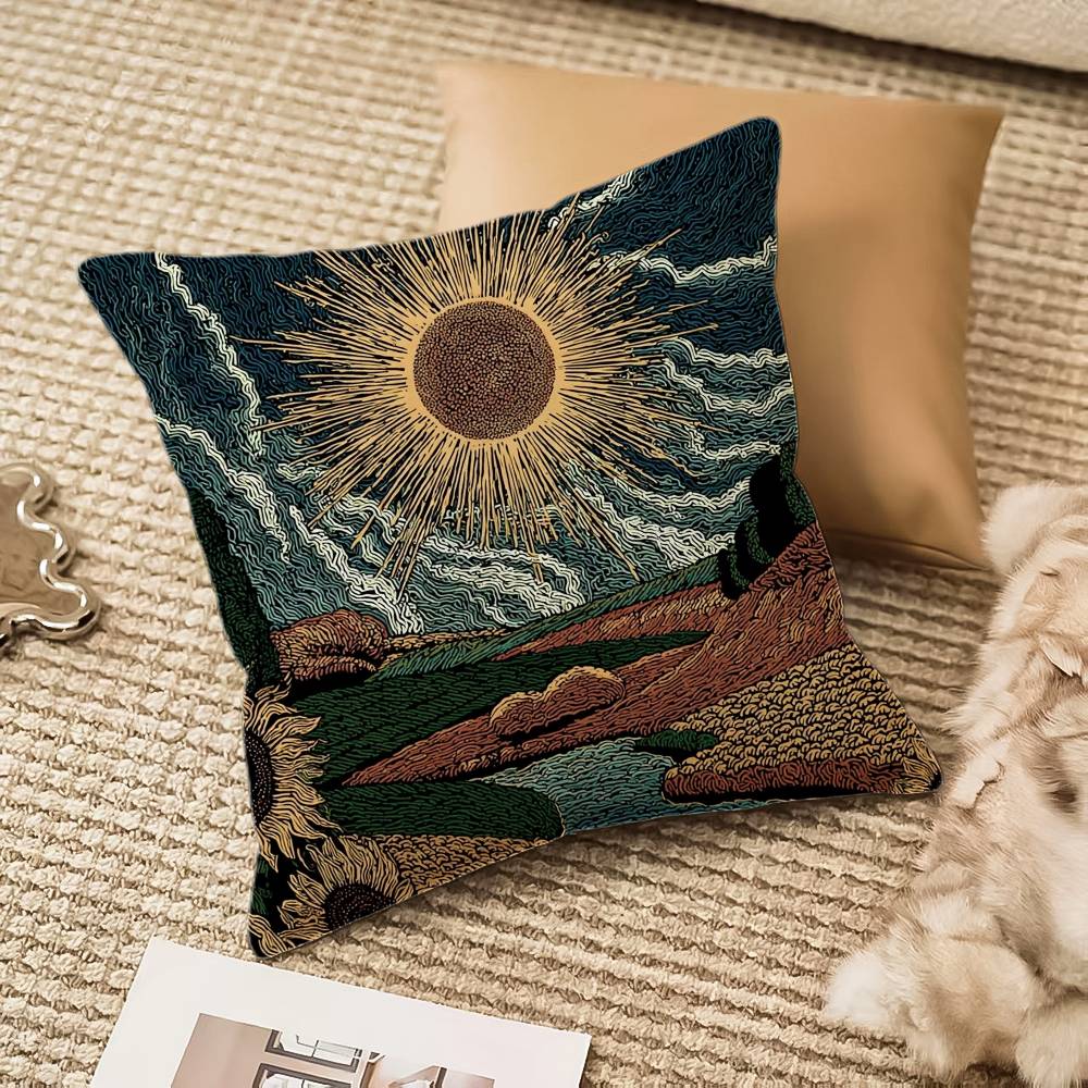 

ГОРЯЧАЯ Наволочка с принтом солнца Противопылевой клещ Невидимая молния Диван Кровать 12x12Inch