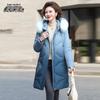 Xue Zhong Fei Women's Winter Mid-Length Down Jacket with Fur Hood