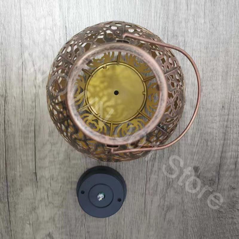 LED Outdoor Courtyard Solar Lights Garden Balcony Terrace Decorative Landscape Hollow Iron Art Projector Lamp Ornament Pendant