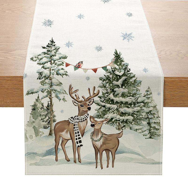 Vánoční stolní vlajka Polyester Tištěný Slavnostní a Radostný Kuchyňský stůl Ubrus Obývací pokoj Vstupní hala Ubrus na stůl