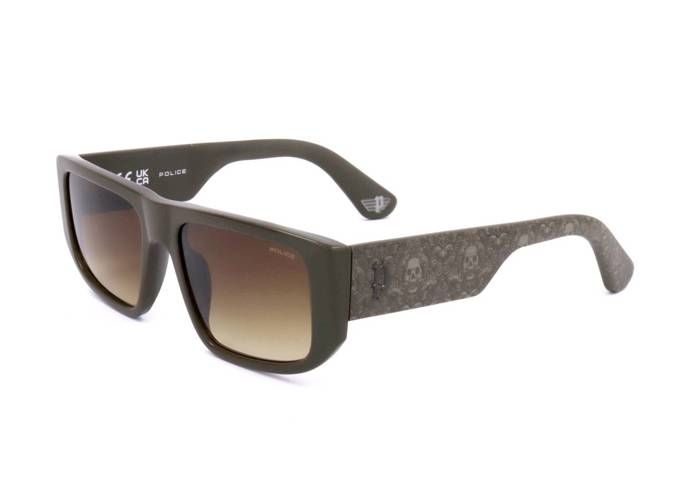 Lunettes de soleil - POLICE - SPLL13 - Shiny Olive Green - Carré - Tendance Homme