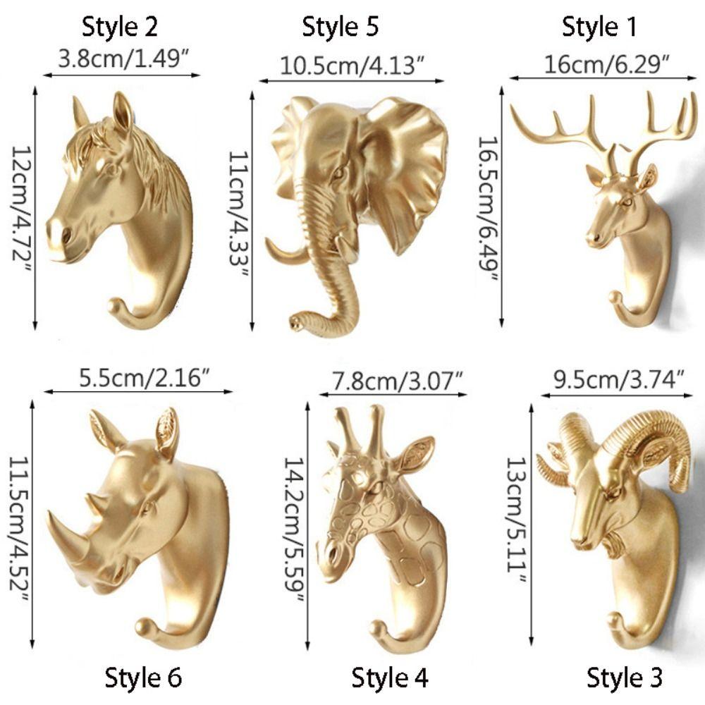 Wall Mounted Wall Hanging Decoration Resin Wall Keys Holder Animal Head Decorative Hook  Door