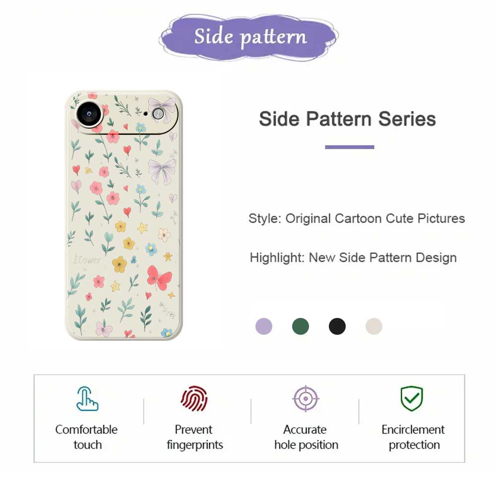 For iPhone 17 Air Case Floral Bow Pattern Printing Straight Edge TPU Phone Back Cover