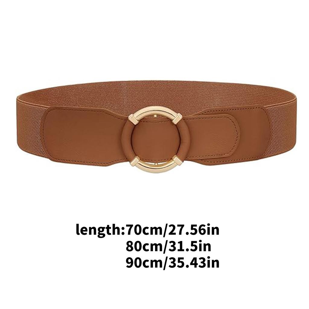 PU Waist Cincher Elegant Wide Chain for Dress Elastic PU Waistband Trendy Underbust Waist Chain Wide Belt