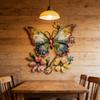 Metal Butterfly Wall Art Decor with Floral Pattern Decorative Iron Artwork for Living Room Bedroom Office Wall Hanging Sculpture