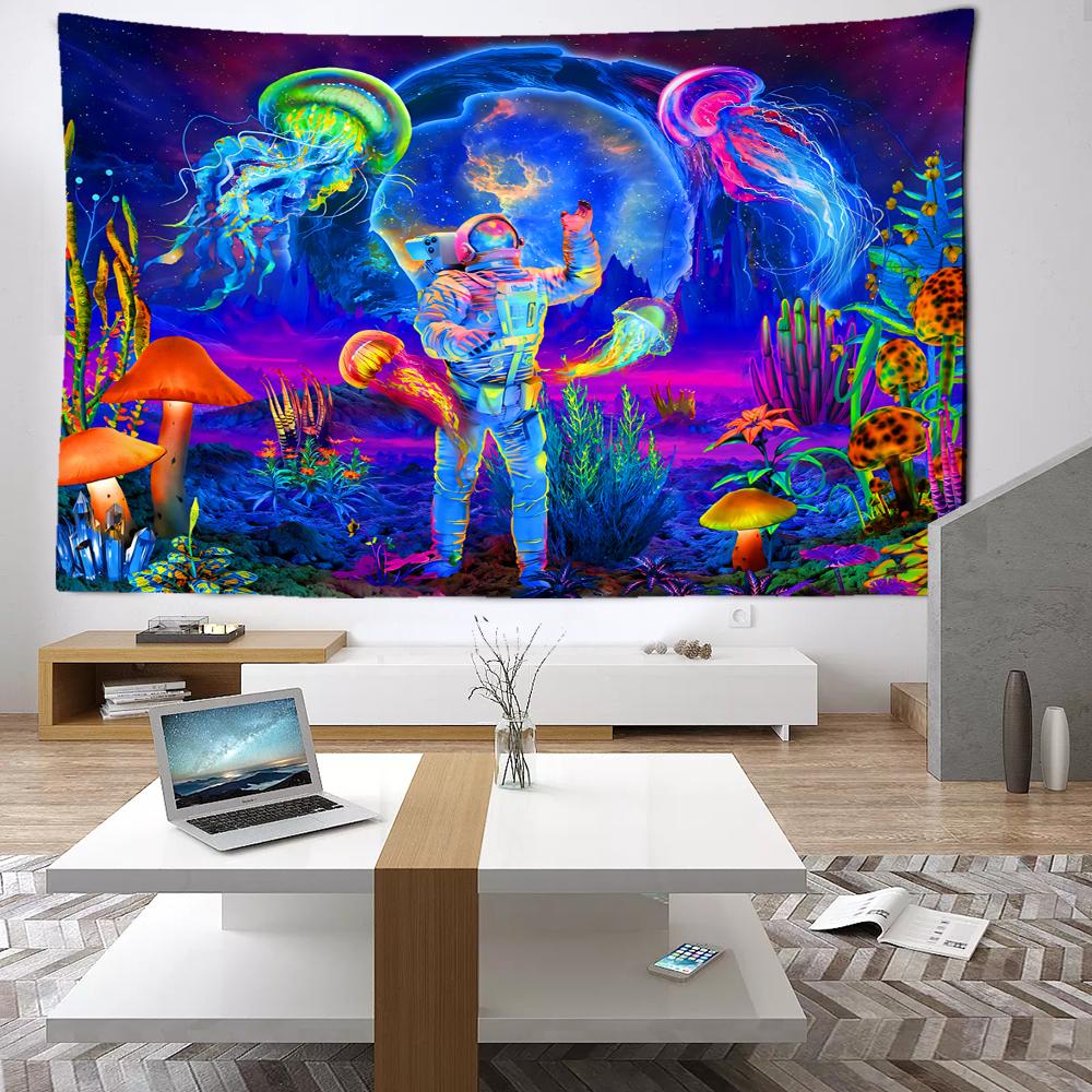 Colorful Mushroom Astronaut Tapestry Wall Hanging Witchcraft Hippie Tapiz Mysterious Bedroom Dormitory Home Decor