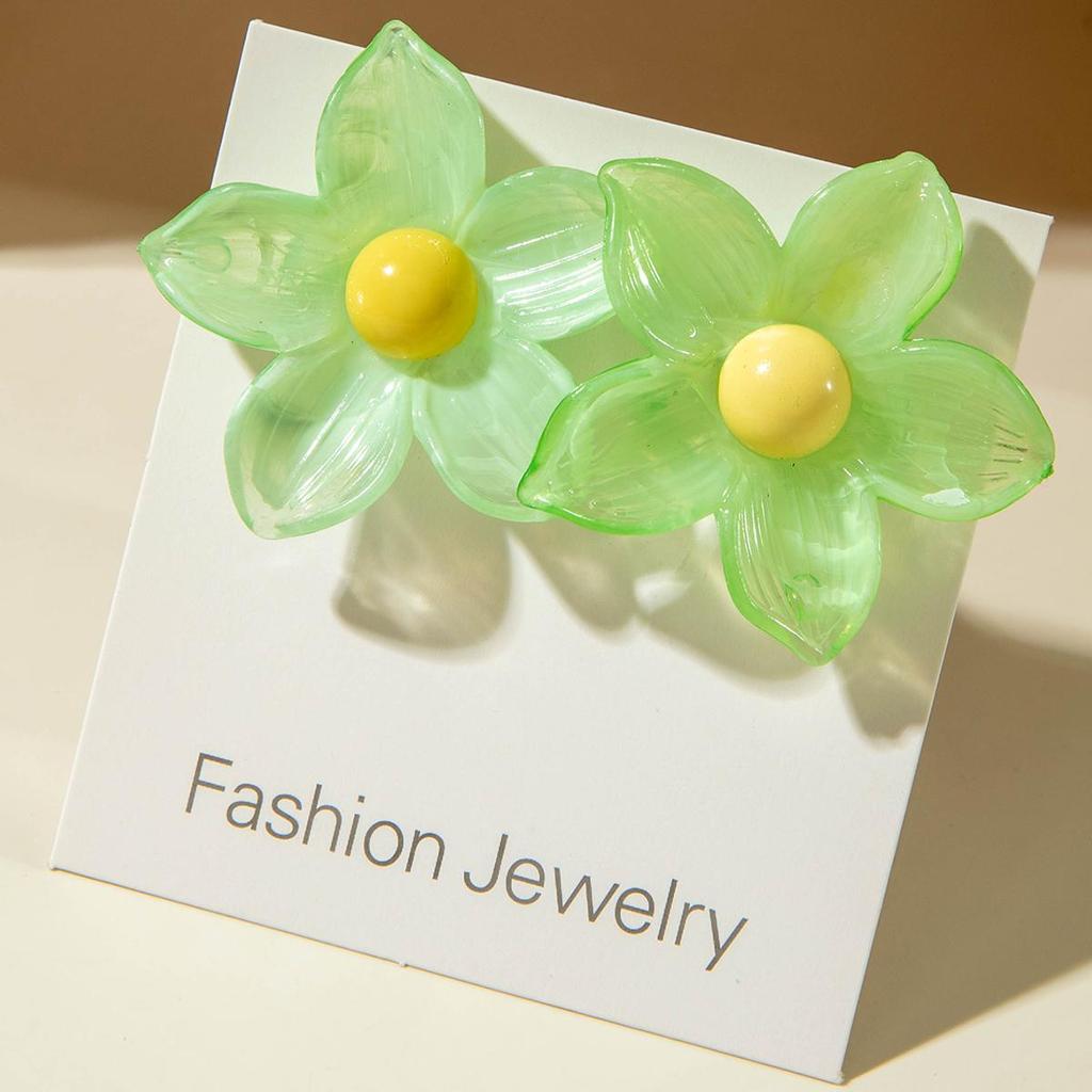 New Spring/Summer Simulation Dyeing Resin Flower Earrings for Women's Jewelry, Fresh and Cute Flower Earrings