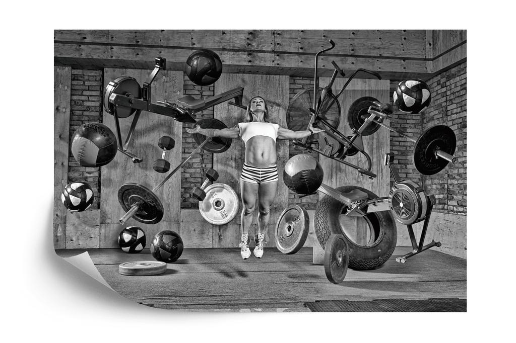 Photomural Woman Floating Between Sports Equipment Washable Fleece 405x270