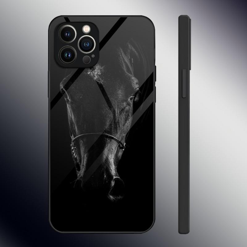 Domineering Cool Horse Phone Case Tempered Glass For IPhone 13 12 11 14 Pro Max Mini X XR XS 8 7 6s Plus SE 2020 Cover