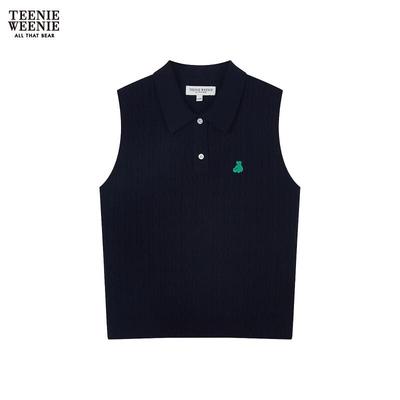 Women's Bear Cartoon Polo Knit Top