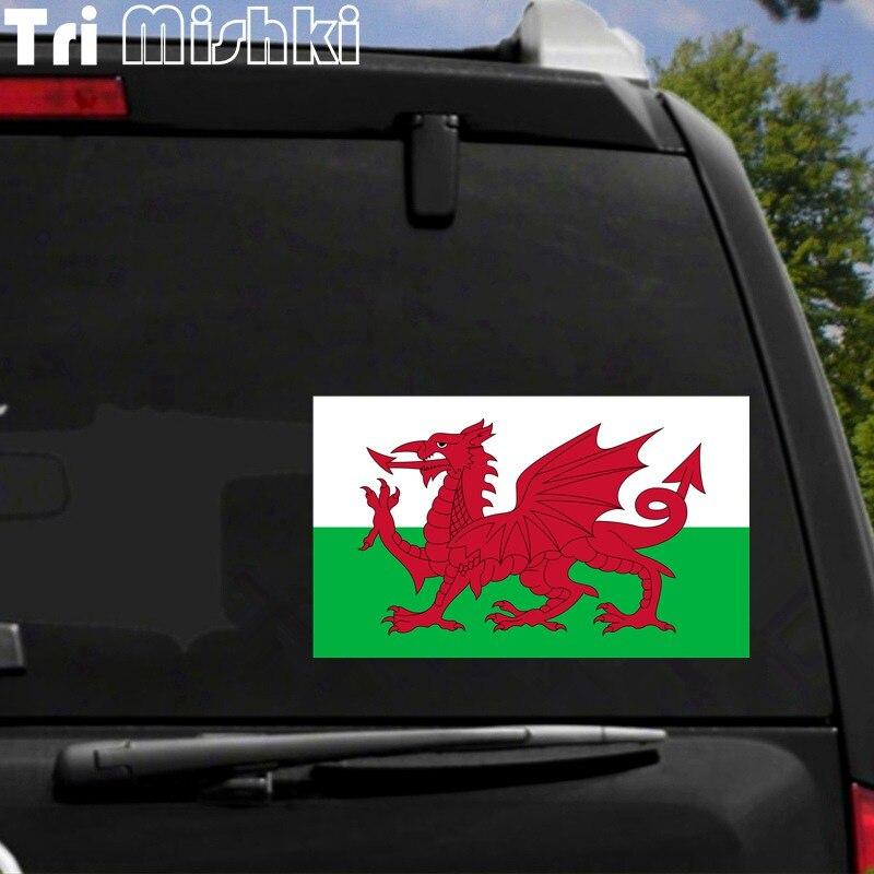 Tri Mishki W1484 flaga walii mapa naklejki samochodowe naklejki z PVC naklejki motocyklowe na samochód zderzak samochodowy Laptop lodówka ścienna