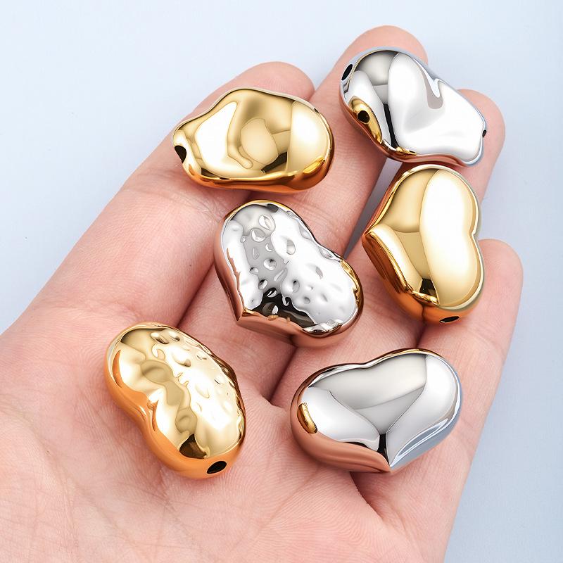 Heart-Shaped Titanium Steel Beads, Irregular Large Hole, for DIY Jewelry Making Bracelets & Necklaces