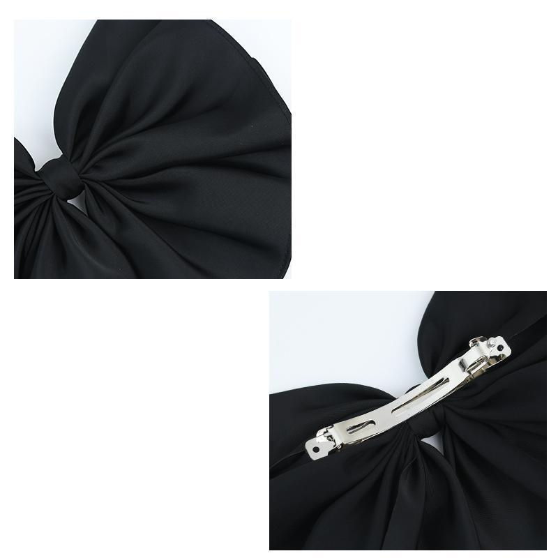 Black Big Bow Hair Clips for Women Elegant Lady Large Barrettes Hair Accessories Korean Hairpins Girls Headdress