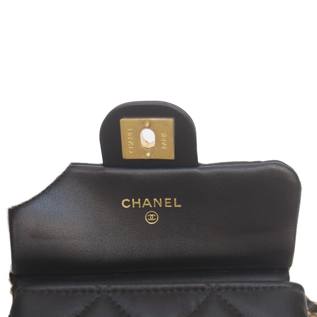 CHANEL AP2271 #31 Black Ram Mini Chain Clutch Chain Shoulder Shoulder bag blackUsed