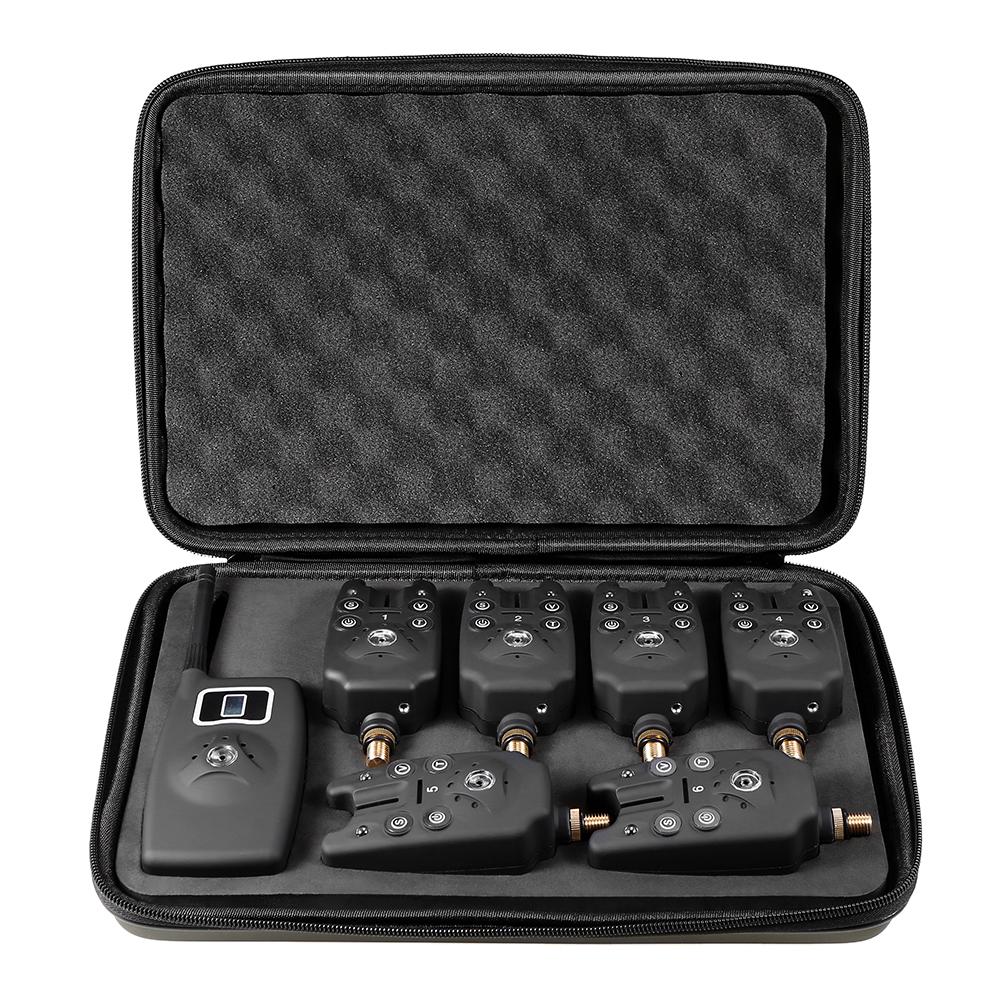 Lixada Wireless Fishing Bite Alarms Set Digital Fishing Alarm Kit LED Alarm Indicator Alert Bell Receiver Fishing Tackle bag