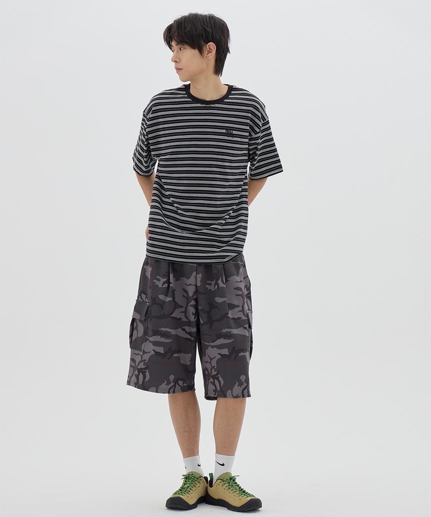 URBANAGE [2Pack] Striped Oversized Short Sleeve_4 Colors (Type A)