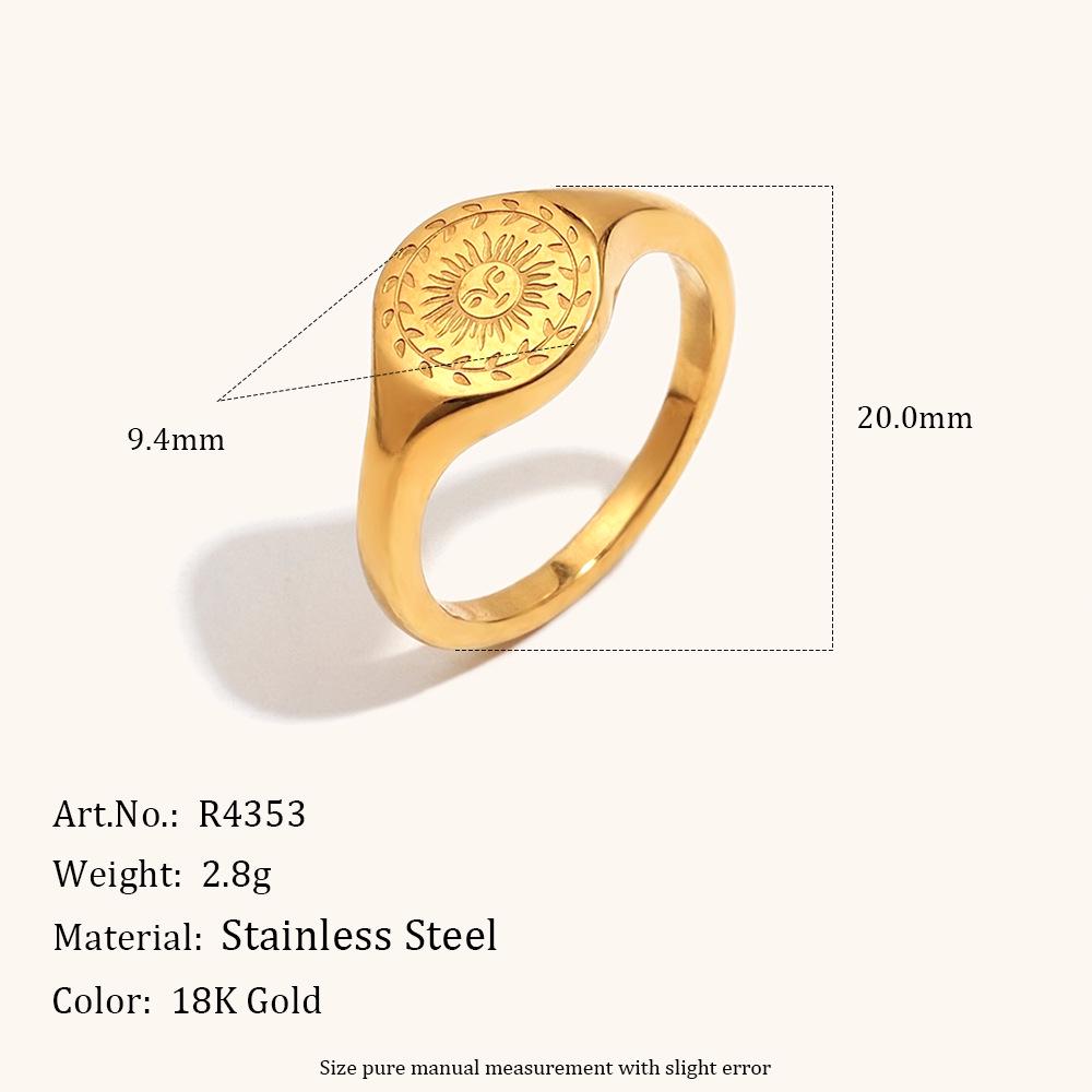 18K Gold-Plated Stainless Steel Sun Moon Goddess Ring