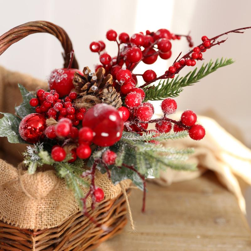 10/20pcs Artificial Berry Fake Flowers Christmas New Year Decor Xmas Tree Ornaments Foam Flower Bouquet DIY Desktop Decoration