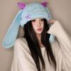 Soft Warm Little Devil Long Ears Cap Elastic Knit Warm Windproof Cap  Cold Weather Wear