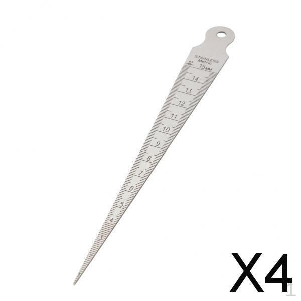 2xWedge Gauge Hole-Diameter Ruler Taper Measurement 1-15mm (0.86mm Depth) , 4 Pcs