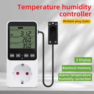 Controlador Digital de Temperatura Humedad Pantalla LCD Termostato Temporizador Enchufe Calefacción Refrigeración Alarma Con Sensor de Temperatura