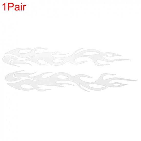 Reflective Bumper Decal White Square Flame Bar Personalized Universal 1 Pair