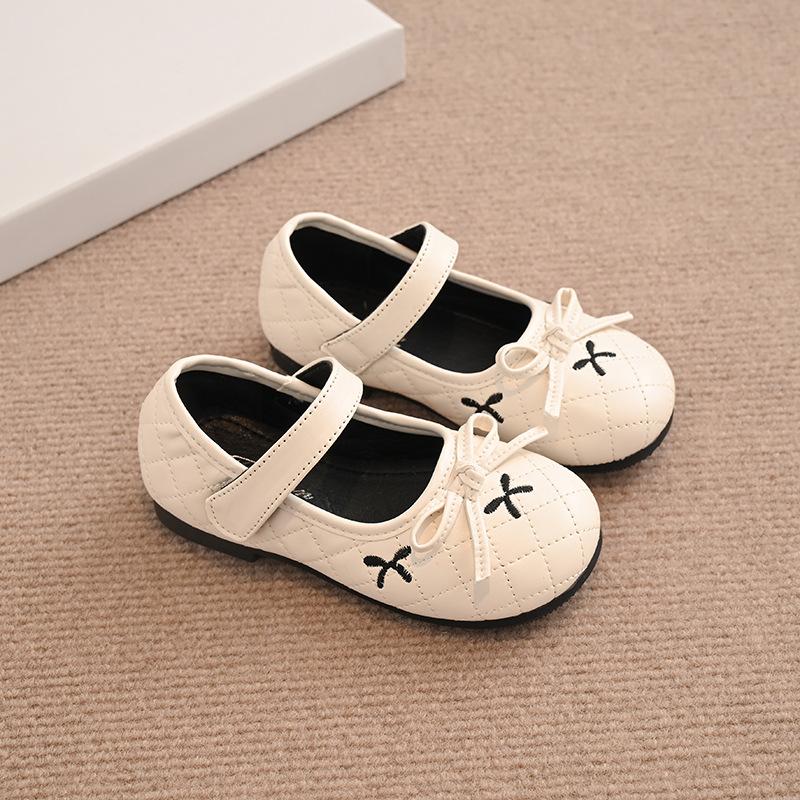 

New Leather Shoes Spring Soft Soled Anti Slip Girl Shoe Exquisite Simple Versatile Cute Princess Shoe Retro Flat Daily Kid Shoes 26insole16cm бежевый