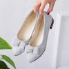 Women's Glitter Bowknot Decor Pointed Toe Low Block Heels Slip-On Elegant Dress Shoes Wedding Party Evening Office Daily Wear