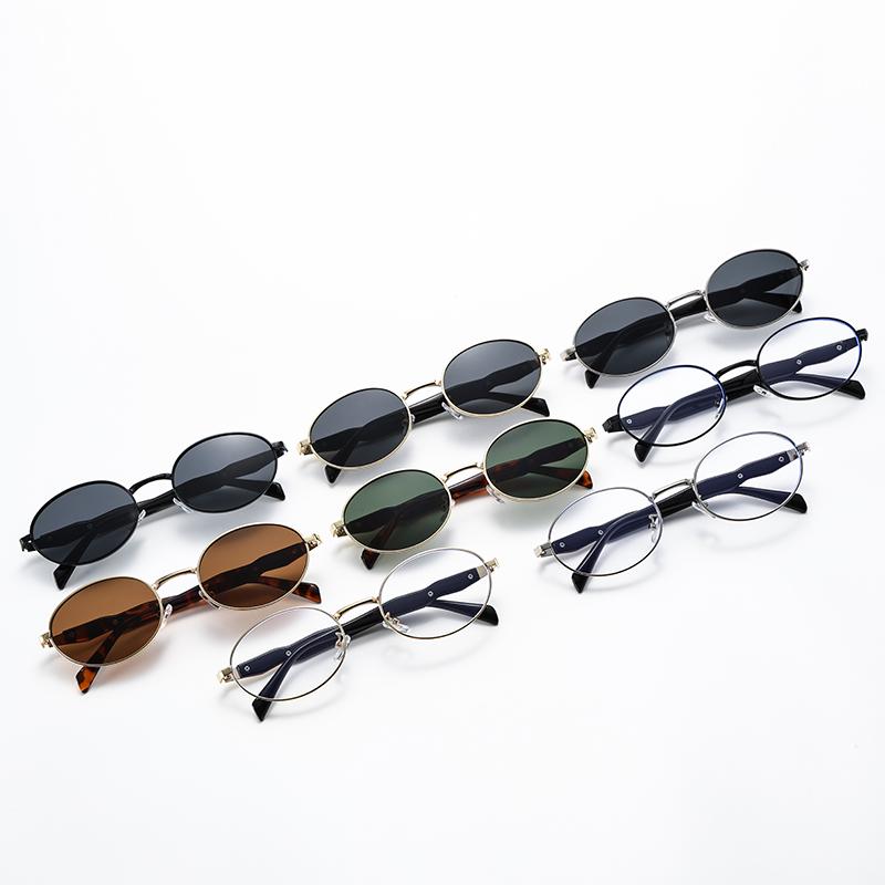 Protective Glasses 3pcs Fashion Metal Oval Sunglasses Women Retro Outdoor Casual Sun Glasses High Quality Men Eyewear UV400