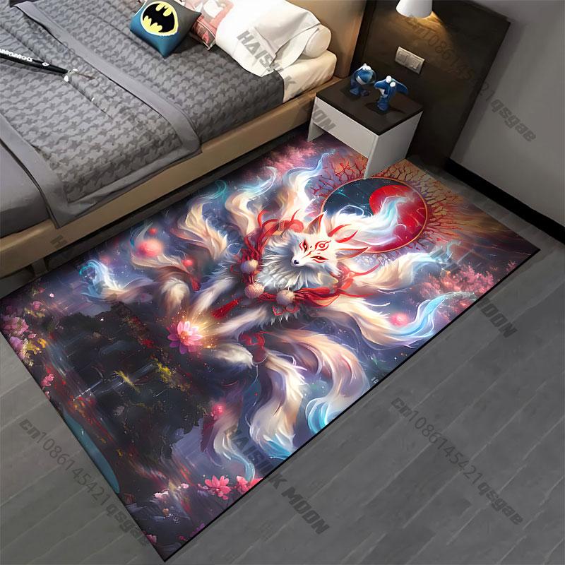 Mystical fox spirit energy carpet Yoga living room room decor children's crawling mat doormat area rug games mat