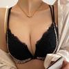 Leopard Print Front Button Bra Women's Beautiful Back Bra Women's Gathering and Adjustment Type Breast Collection Breathable Lace Bra