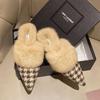 Pointed Mao Mao Shoes Women's Autumn and Winter 2025 New Korean Version Fashion Outer Wear Bag Head Half Slippers Mao Mao Muller Shoes Low Heel
