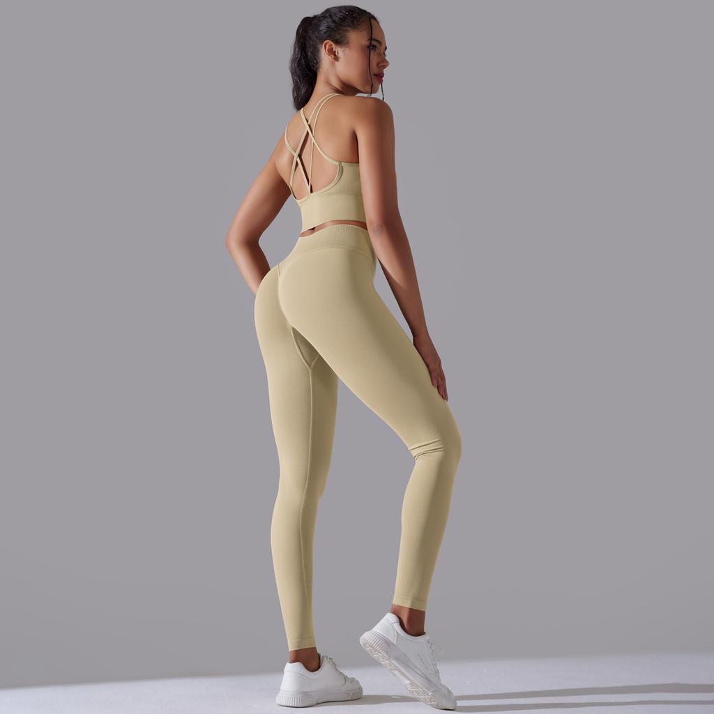 Nessaj Seamless Yoga Set Women Sports Outfit 2 Pieces Fitness Bra High Waist Leggings Running Workout Tracksuit