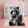 Raccoon Love Print Flannel Blanket, Soft And Warm Multifunctional Polyester 100.00 Flannel Blanket with Digital Printing, Machin