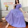 Off-Shoulder One-Neck Cotton Silk Dress Children's Summer Dress Bohemian Island Vacation Dress Travel Beach Dress