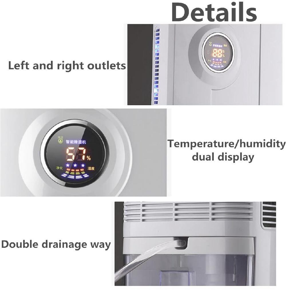 Air Dehumidifier Mini Air Dryer Temperature Moisture Display Semiconductor Desiccant Absorber Car Home Machine 2.2L