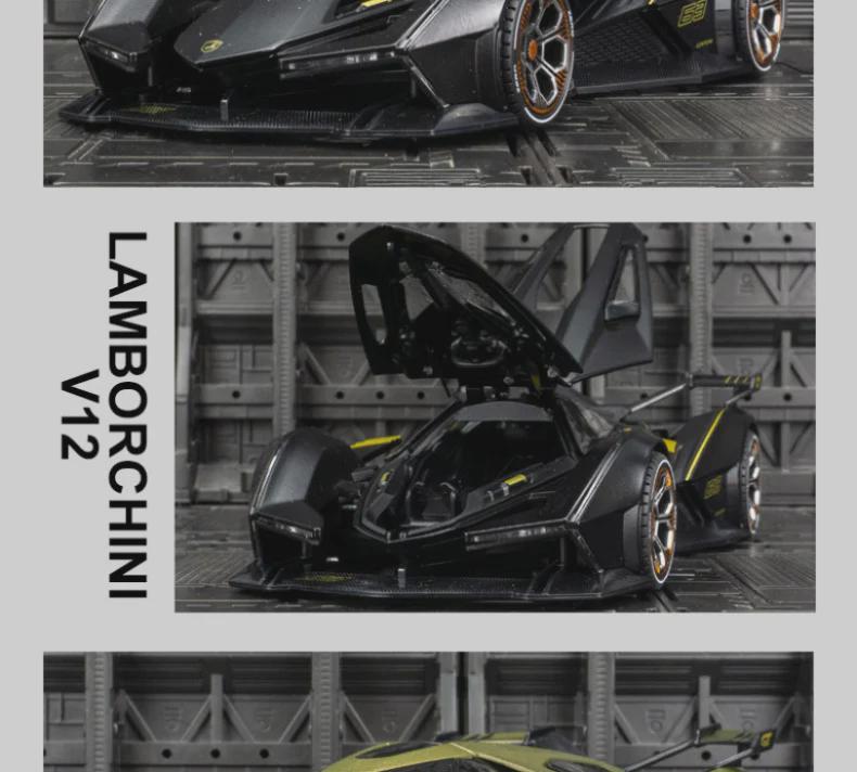 Jiaye VB24205 Lambo V12 Alloy Racing Car Model with Sound & Light Features - Toy Car for Kids and Collectors.