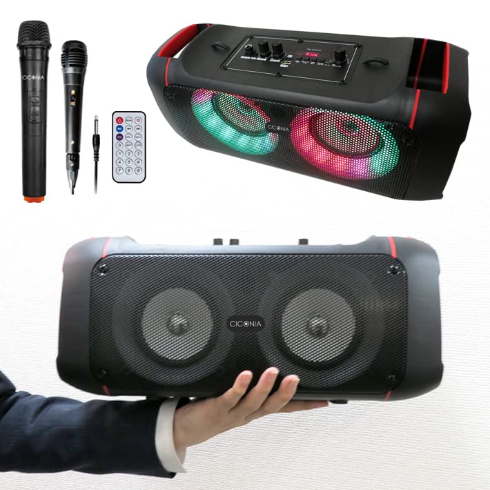 CICONIA Compact LED Party Speaker with Wired and Wireless Remote LED Portable PA Speaker for Music and More CTFE-2040B Microphones, Control,