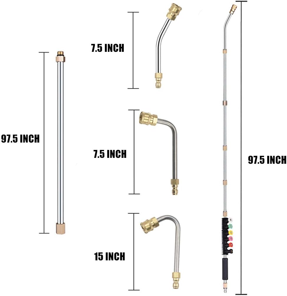 High-pressure Car Wash Water Gun Head Extension Rod, 9-piece Air-conditioning Cleaning Extension Rod Set, Five-color Nozzle