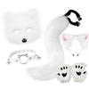 Fox Tail Set Cat Ear Headpiece Tail Fluffy Cat Claw Glove Headband Necklace Set Lolita Anime Halloween Cosplay Costume Accessory