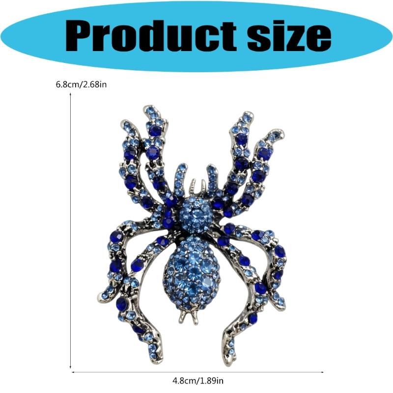 Halloween Arachnid Brooch Crystal Costume Pin Alloy Statement Lapel Accessory for Party Outfits, Coats and Bags