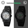 Automatic Mechanical Skeleton Luminous Analog Antique Stainless Steel Suitable for Black Perfect Gift for Day Men's Watch Display, Style, Waterproof,