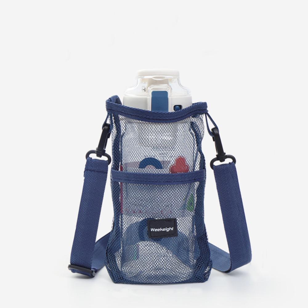 

S/L Water Bottle Cover Portable with Adjustable Shoulder Strap Mesh Sleeve Bag Durable Drawstring Design Bottle Case Pouch