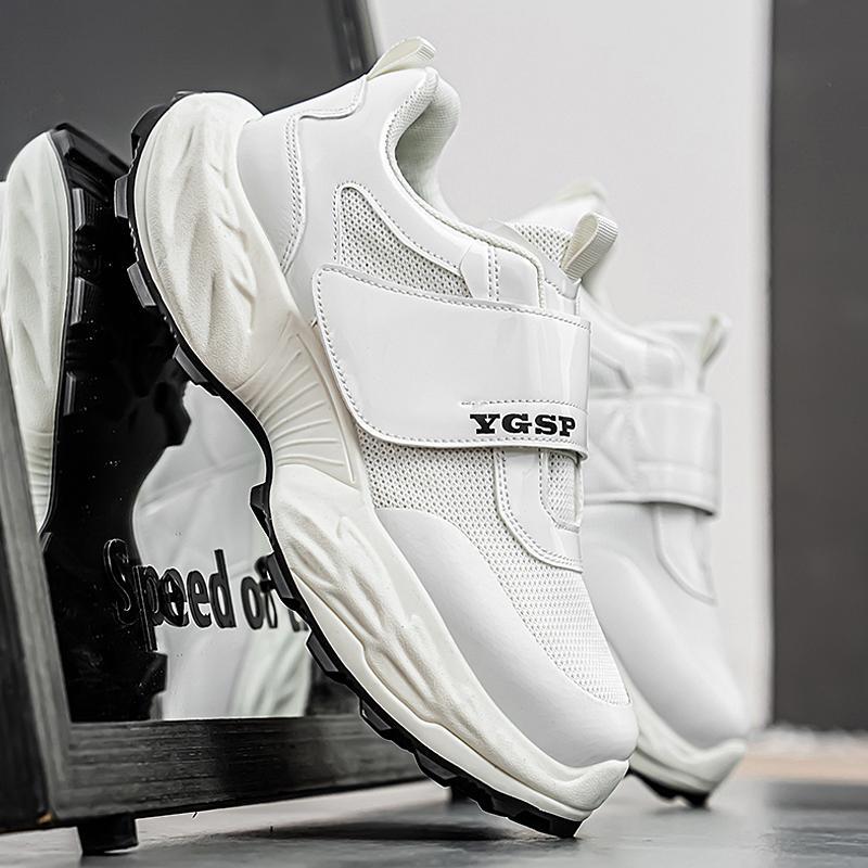 

Summer mesh breathable sports men s shoes Velcro Hong Kong style niche shoes live broadcast thick soles increase height cool dad shoes 39